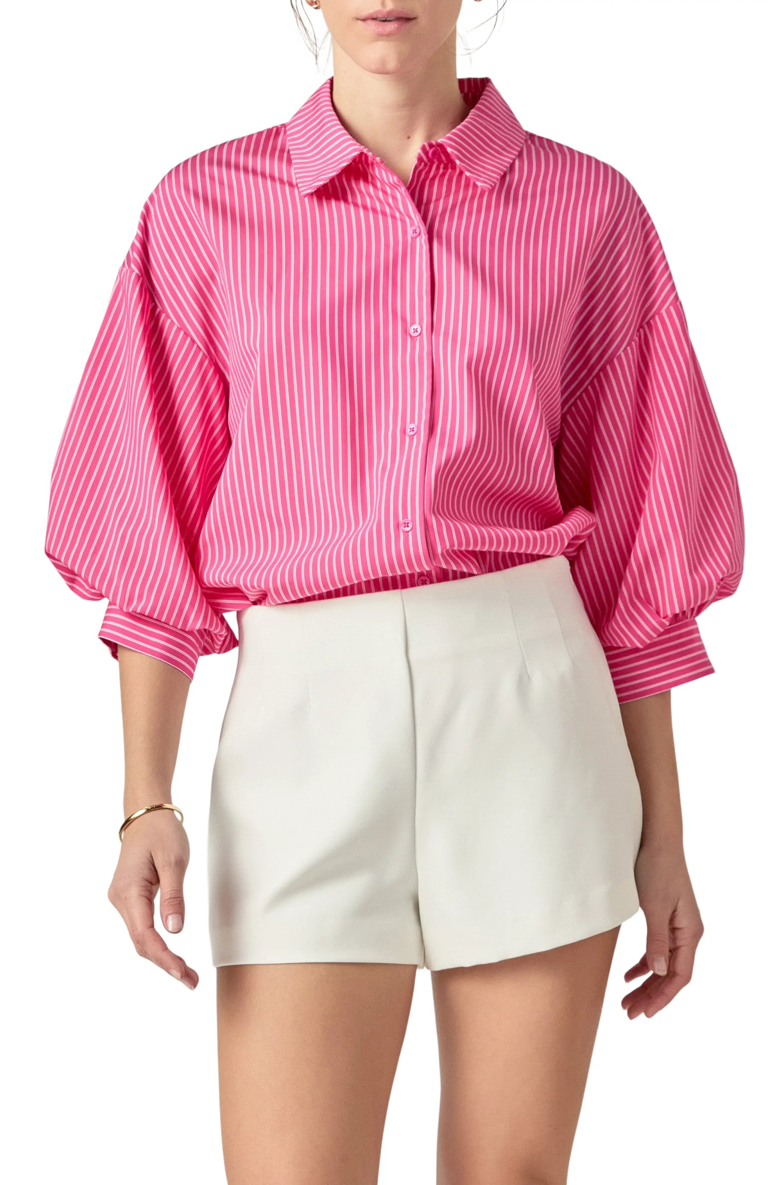 Stripe Balloon Sleeve Shirt (Women) | Nordstrom | Nordstrom