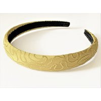 Olive Satin Padded Headband With Tonal Raised Squiggle Stitching | Etsy (US)