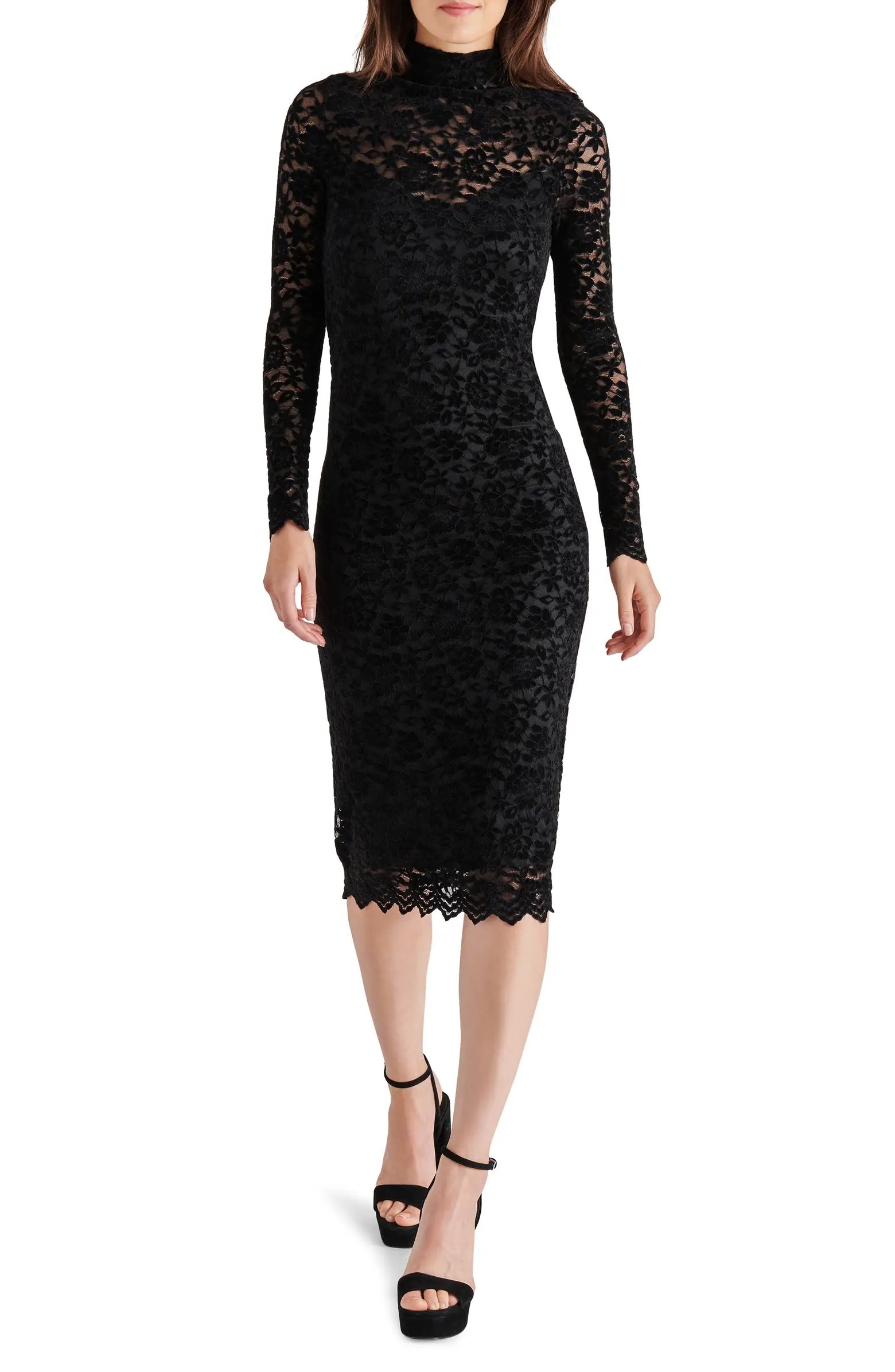 Vivienne Velvet Lace Long Sleeve Midi Dress | Nordstrom