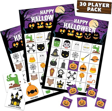 Halloween Games For Kids Party - Halloween Bingo - Fun Game For Up To 30 Players - Halloween Kids... | Amazon (US)