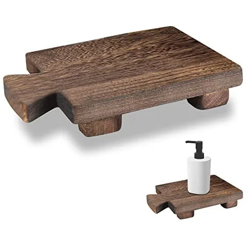 Wood Pedestal Stand Riser Wood Tray for Bathroom Home Kitchen Sink Holder Wooden Soap Holder for ... | Amazon (US)
