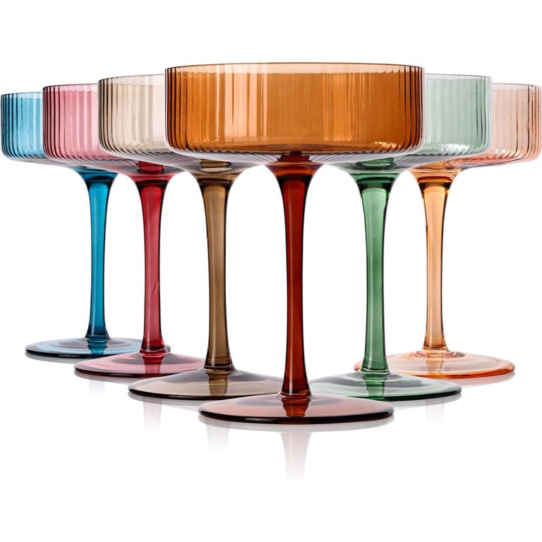 9 oz Vintage Art Deco Coupe Glasses Set of 6 |Ribbed martini Glasses |Vintage Cocktail Glasses Se... | Walmart (US)