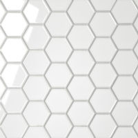 Le Cafe 2" x 2" Hexagon Glossy Porcelain Mosaic Tile in White | Bedrosians Tile & Stone