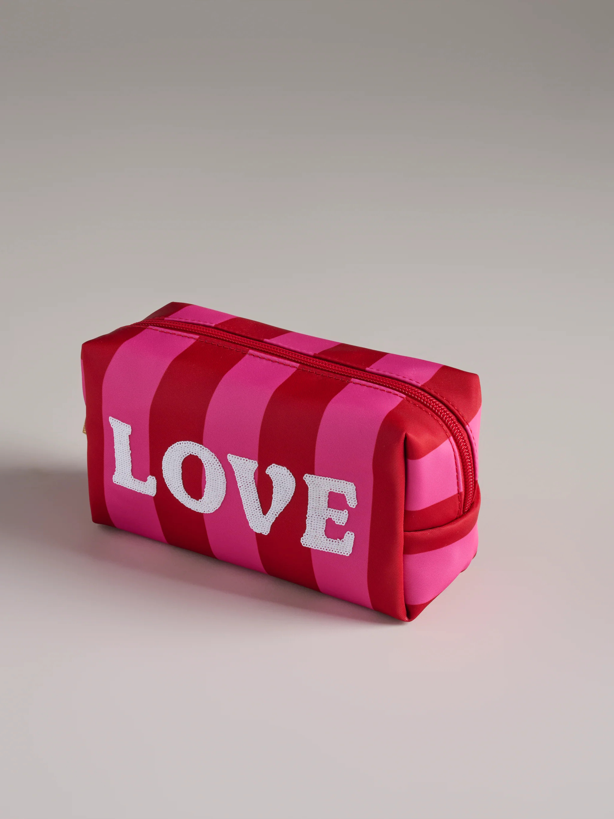 Shiraleah Cara Striped "Love" Zip Pouch, Red | Shiraleah