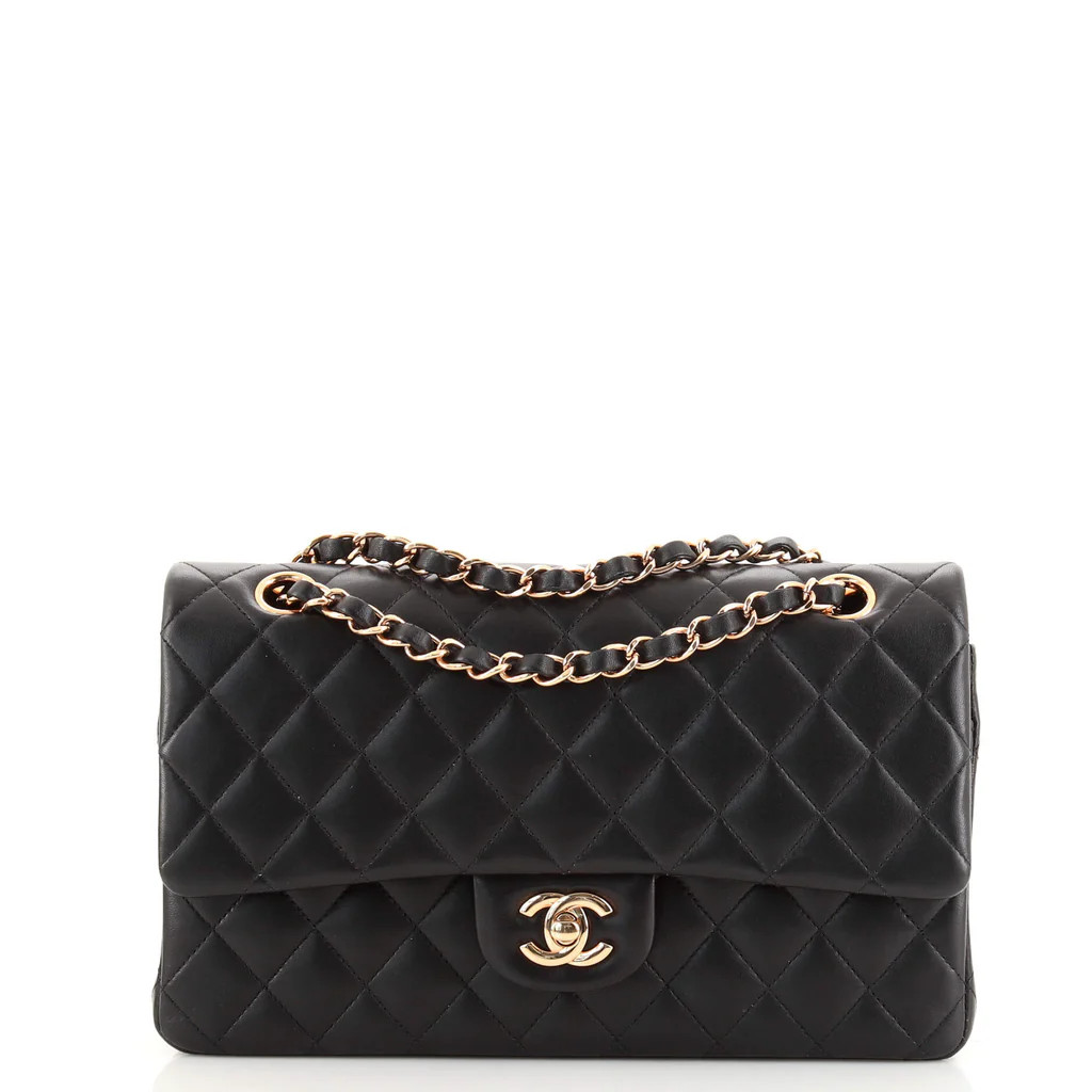 Chanel Classic Double Flap Bag Quilted Lambskin Medium Black 134333398 | Rebag