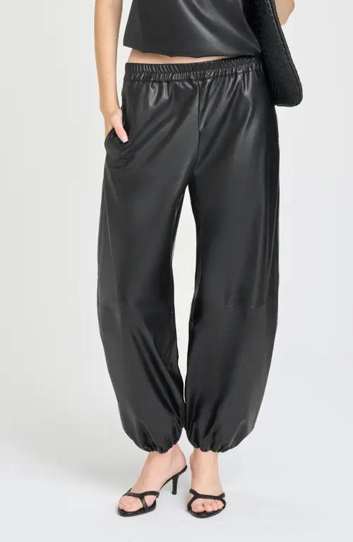 WAYF Camryn Faux Leather Joggers in Black at Nordstrom, Size Small | Nordstrom