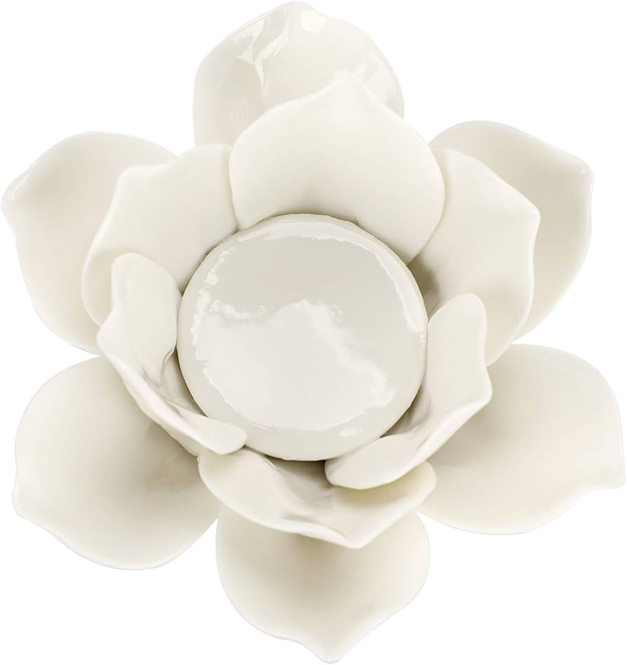 OwnMy 4.5 Inch Ceramic Lotus Flower Tea light Holder Lotus Petals Candle Holder Candlestick, Voti... | Amazon (US)