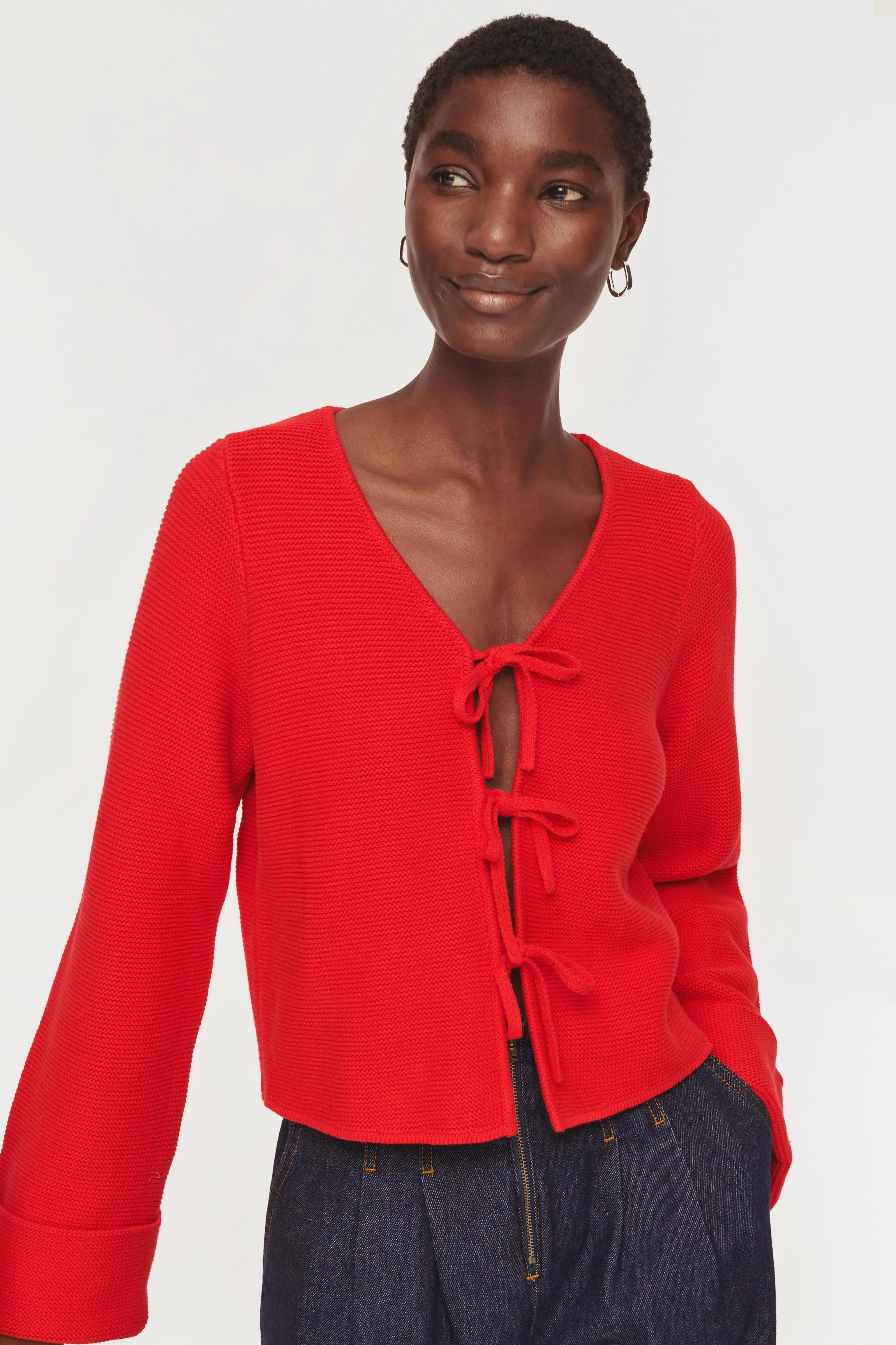 ALIGNE Tie Knit Cardigan - Red | Nadia | ALIGNE USA