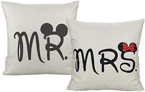 VAKADO Mr & Mrs Throw Pillow Covers Decorative Wedding Gift Couples Cushion Cases Pillowcases Hom... | Amazon (US)