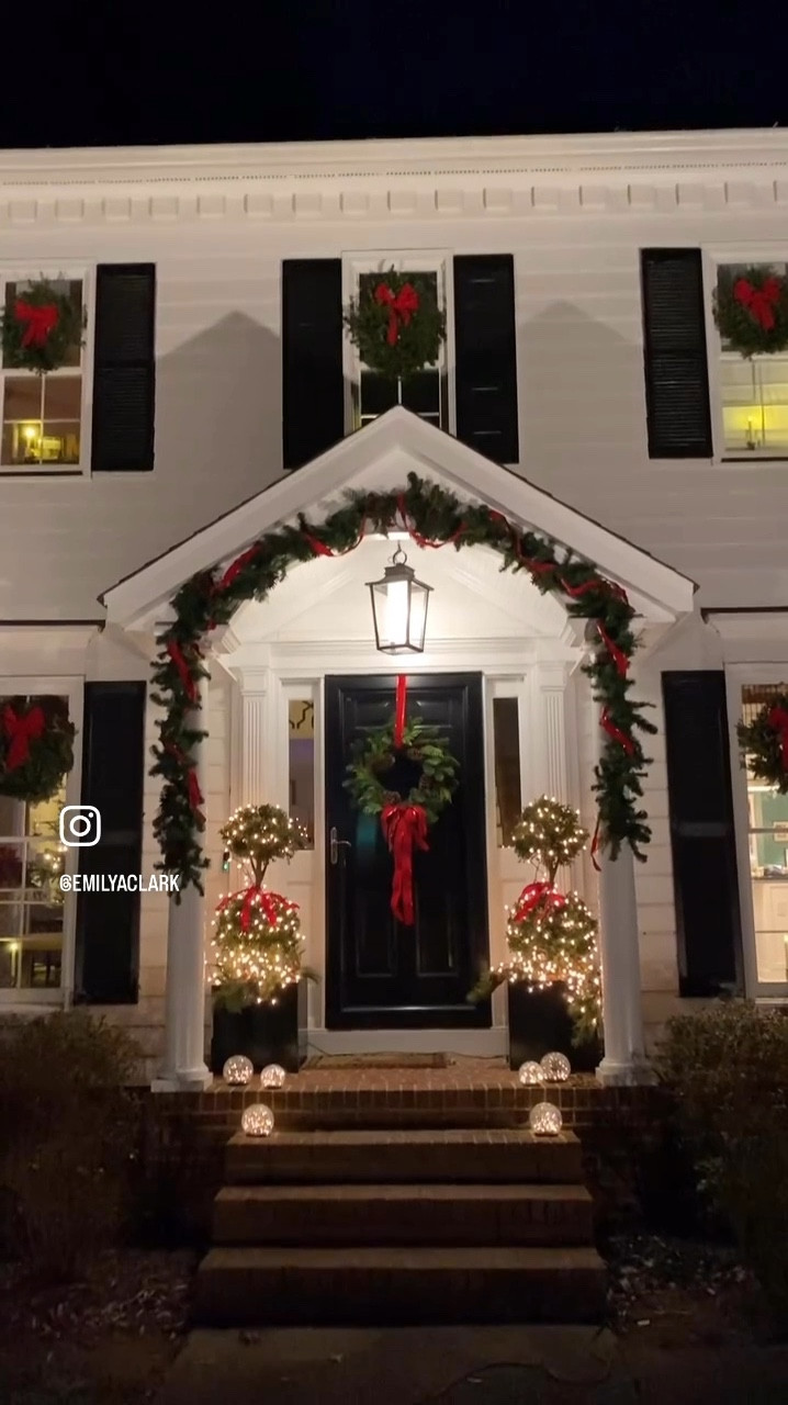 Christmas decorations, outdoor decor, wreath, topiaries, solar, orbs, planters, battery window, candles