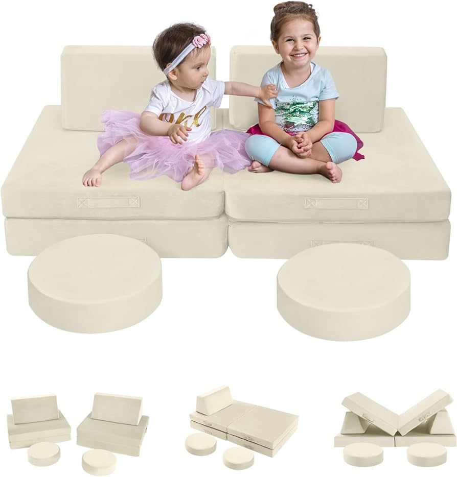 MeMoreCool Kids Couch, Kids Play Couch, Kid Couch Sofa, Kids Couch for Playroom, Modular Kids Cou... | Amazon (US)