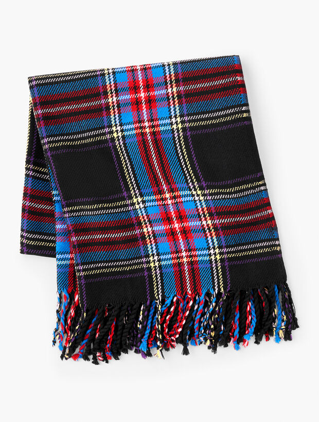 Poinsettia Plaid Fringe Throw Blanket | Talbots