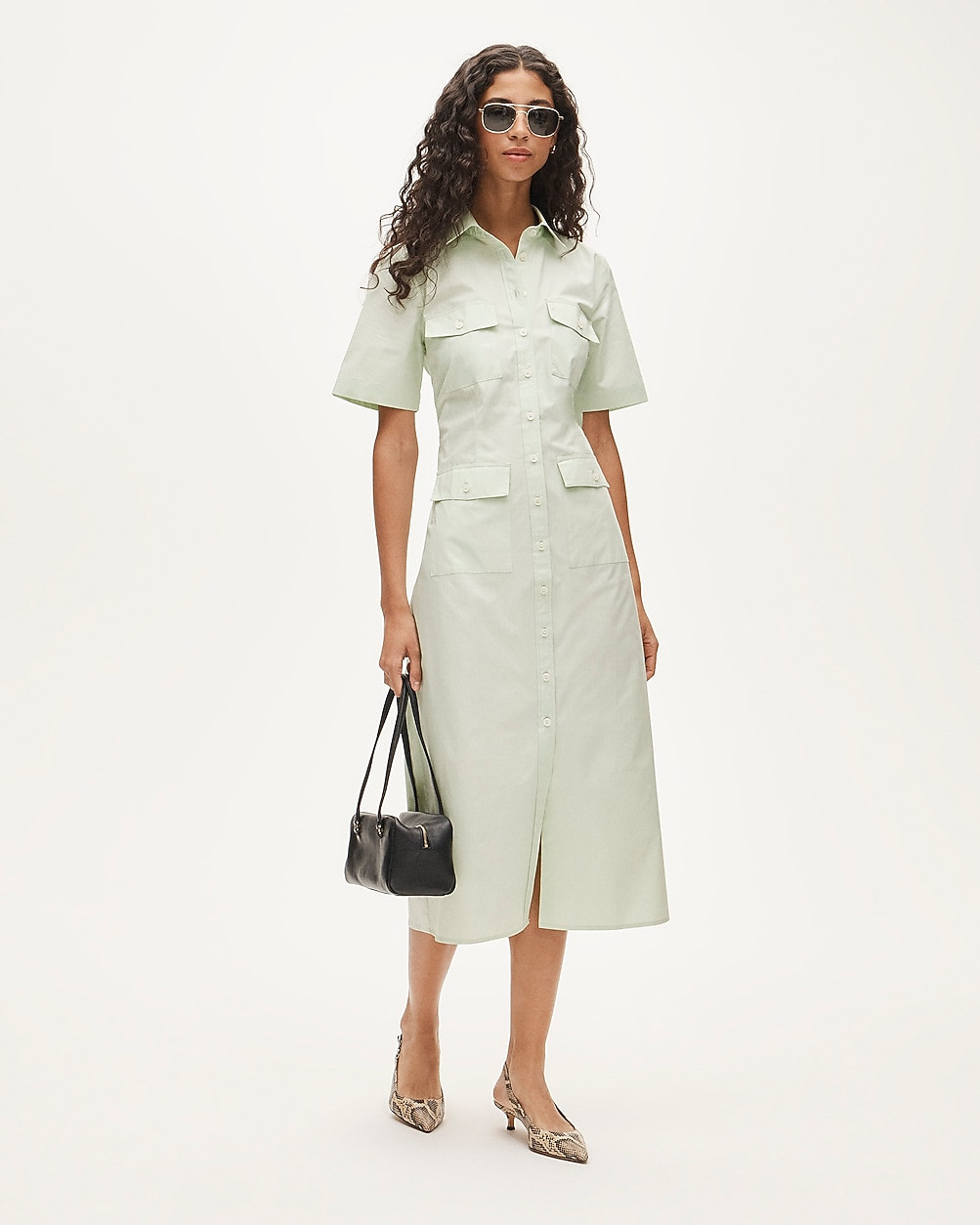 Utility midi shirt-dress in cotton poplin | J. Crew US