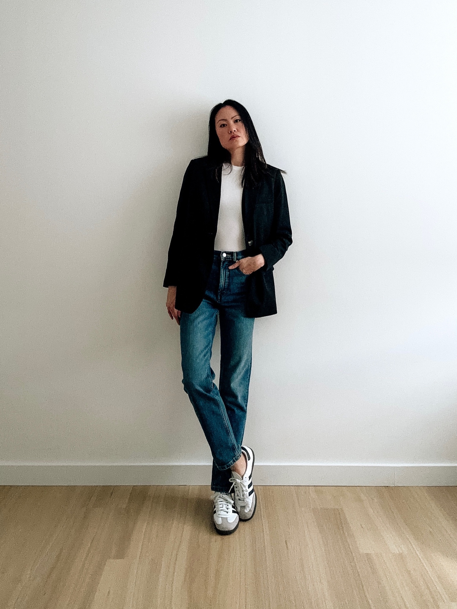 Casual Spring outfit. Oversized blazer. Slim straight jeans. Adidas Samba outfit  

#LTKSpringSale