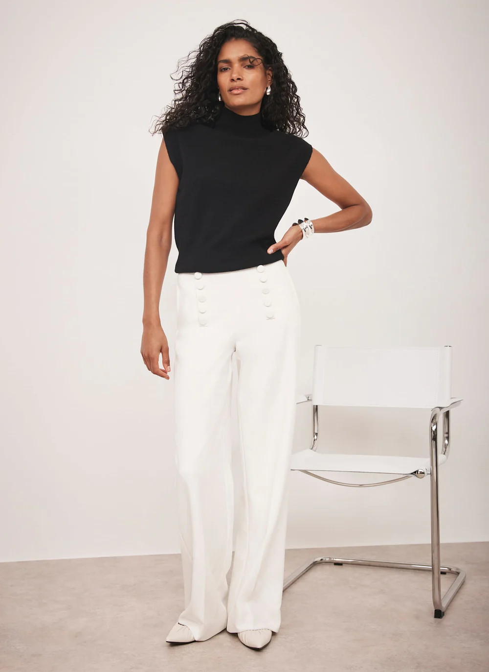 Black Cotton Blend Knit Top | Mint Velvet