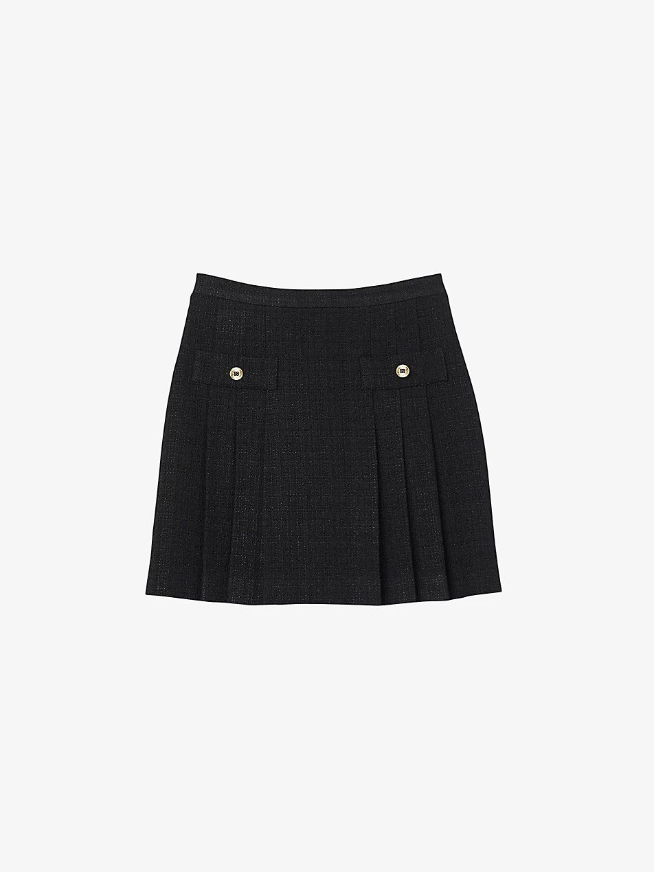 High-rise pleated tweed mini skirt | Selfridges