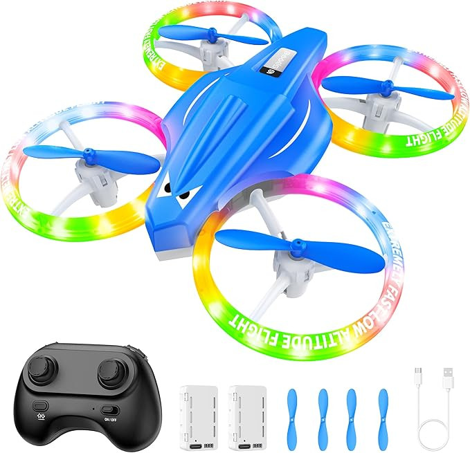 Drones for Kids With Cool Light, Kids Drone with 3D Flip, Altitude-Hold, Self-Rotation, Headless ... | Amazon (US)