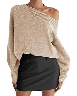 Saodimallsu Womens Off The Shoulder Sweater Long Sleeve Boat Neck Pullover 2025 Casual Trendy Loo... | Amazon (US)