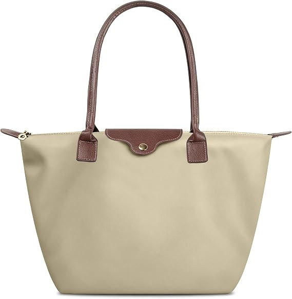 Nylon Tote Bag for Women, Foldable Work Handbag with Zipper | Amazon (US)