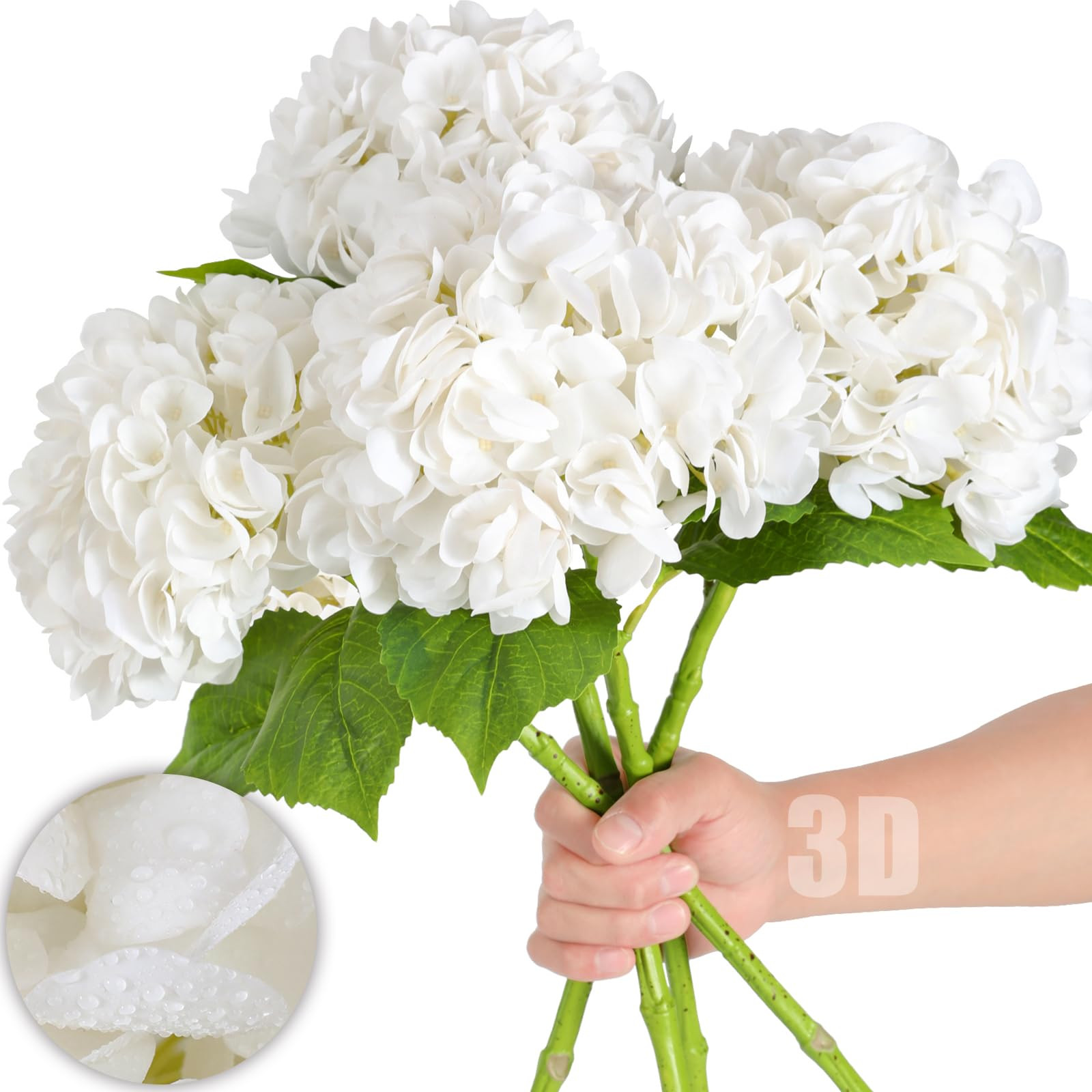 Nubry 22.44In White Hydrangea Artificial Flowers,4Pcs Latex Faux Real Touch Large Hydrangea Flowe... | Amazon (US)