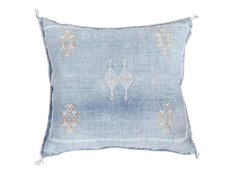 Handmade Moroccan Cactus Silk Pillow Cover, Sky Blue Berber Throw - Etsy | Etsy (Global)