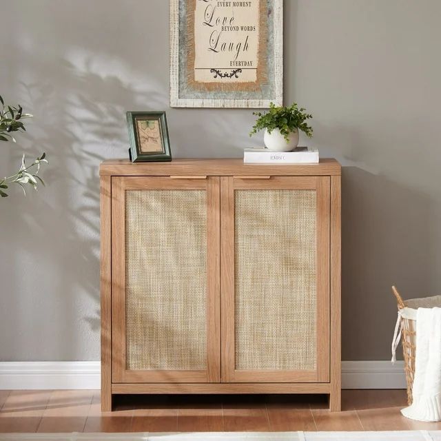 OAKHAM Sideboard Storage Cabinet with Rattan Decor Doors, Buffet Kitchen Cabinet with Adjustable ... | Walmart (US)