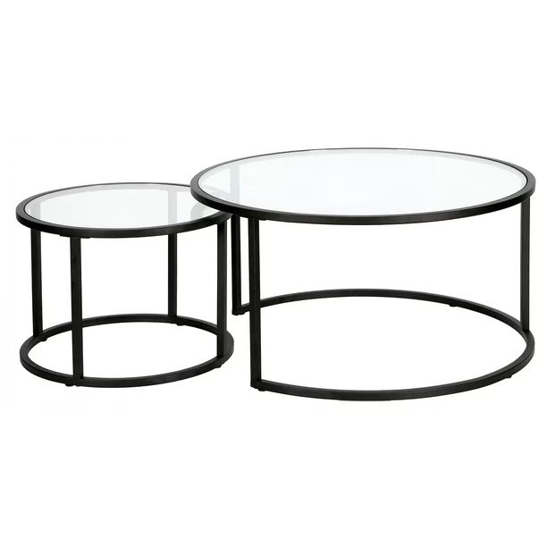 Evelyn&Zoe Contemporary Metal & Glass Nesting Coffee Table Set | Walmart (US)