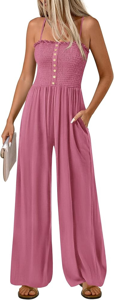 PRETTYGARDEN Jumpsuits for Women Dressy 2026 Summer Sleeveless Casual Wide Leg Rompers Spring Cru... | Amazon (US)