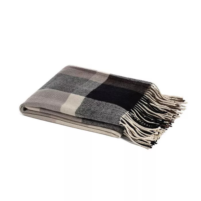 50"x60" Classic Plaid Throw with Fringe Black/Gray - Sure Fit | Target