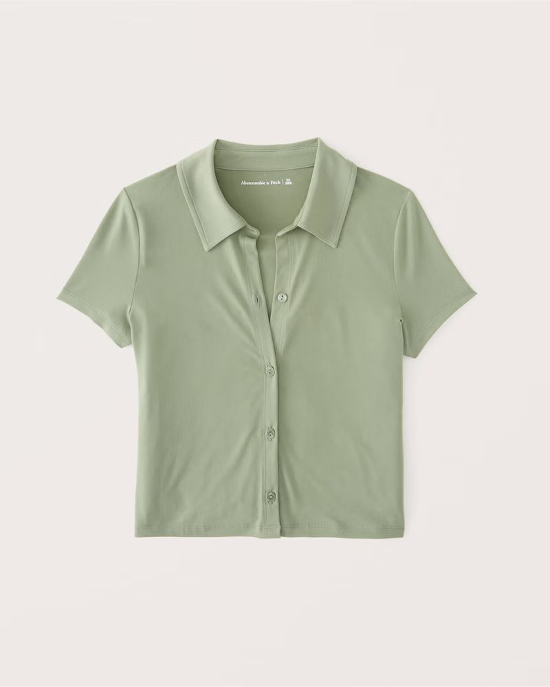 Short-Sleeve Button-Up Polo | Abercrombie & Fitch (US)