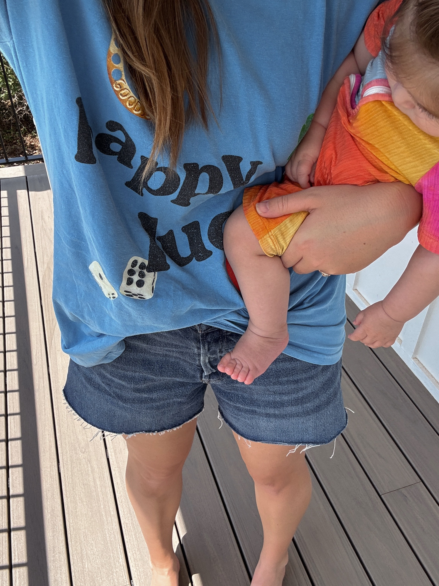 Mom approved Target denim shorts. TTS. Wearing a 6 in medium wash. 👏🏻 Tee is on constant rotation. Wearing an XL for oversized fit  

#LTKStyleTip #LTKFamily #LTKFindsUnder50