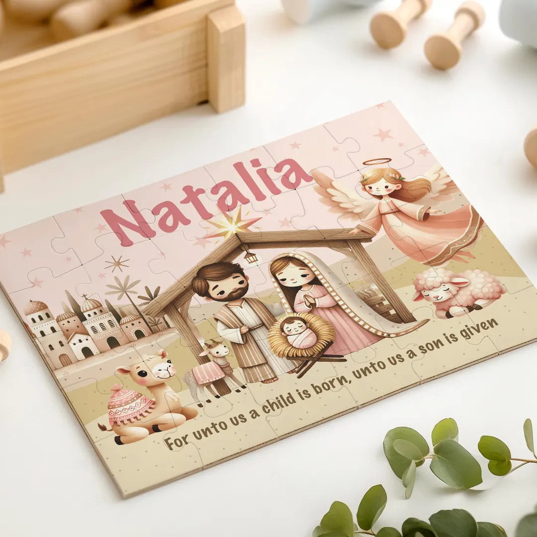 Personalized Nativity Puzzle for Kids • Pink Christian Christmas Puzzle • Custom Name Religio... | Etsy (US)