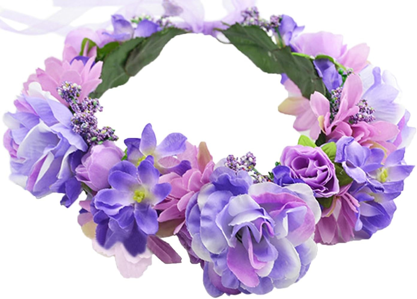 Vivivalue Floral Crown Girl Floral Headband Flower Headpiece Halo Wedding Party Photos | Amazon (US)