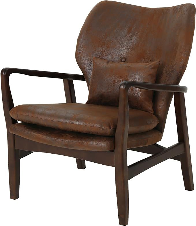 Christopher Knight Home Haddie Mid Century Modern Fabric Club Chair, Brown and Dark Espresso, 31.... | Amazon (US)