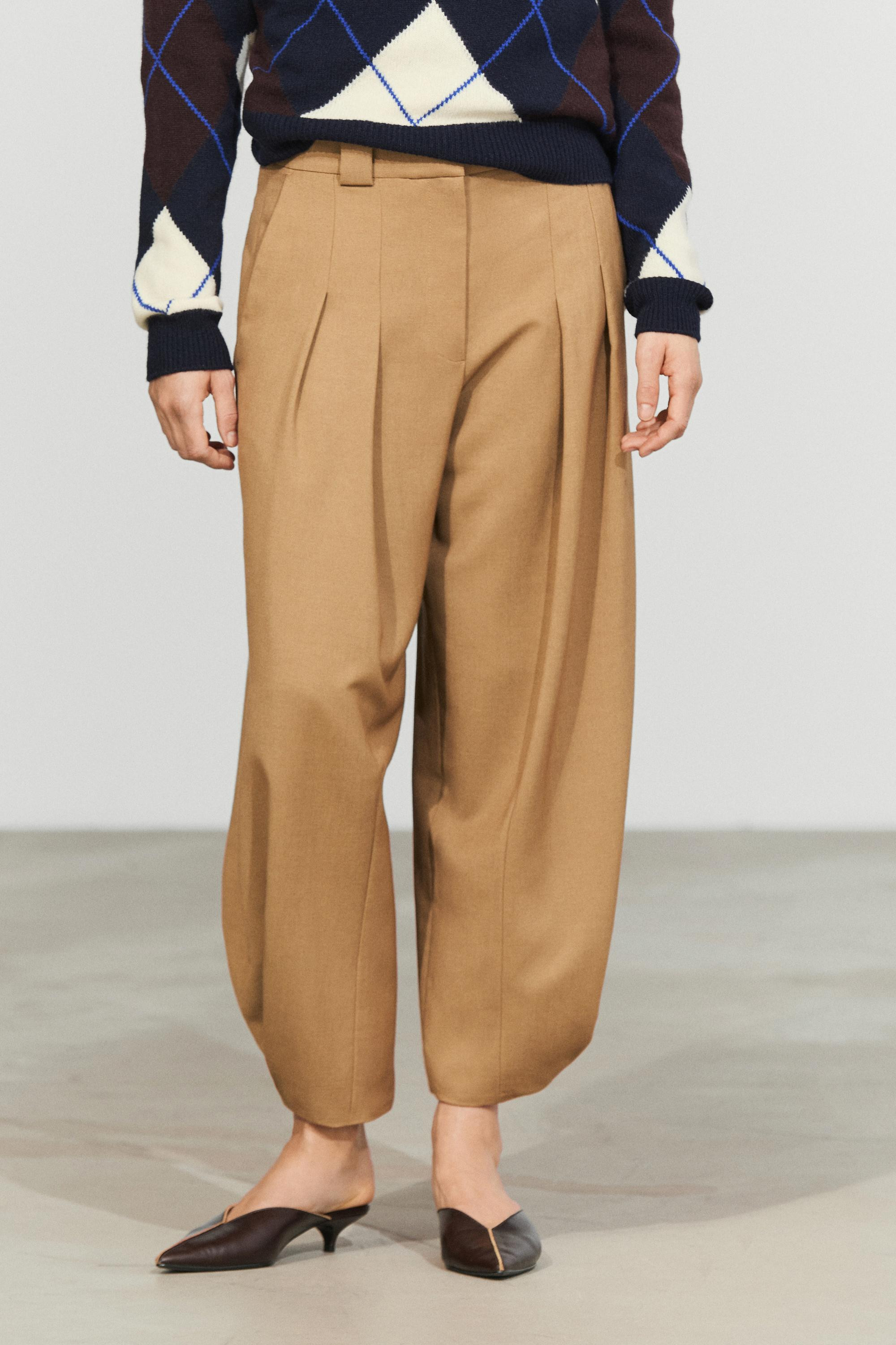 Pleated wool-blend pants | Massimo Dutti UK