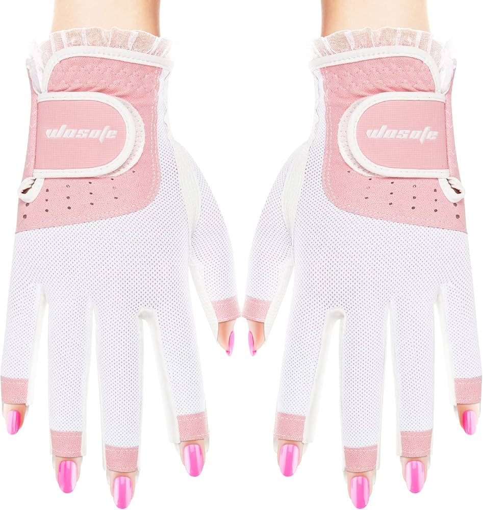 Golf Gloves for Women Half 1/3 Finger Soft Leather Breathable Extra Grip Accessories Fit Ladies G... | Amazon (US)