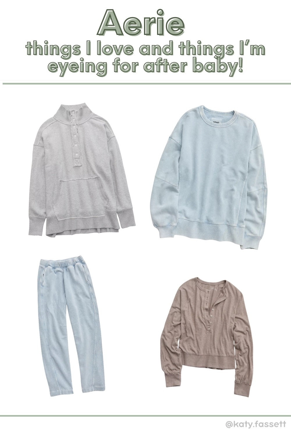 The sweatpants I’m LIVING in right now, and some cozy tops!! Aerie has the best lounge pieces! 