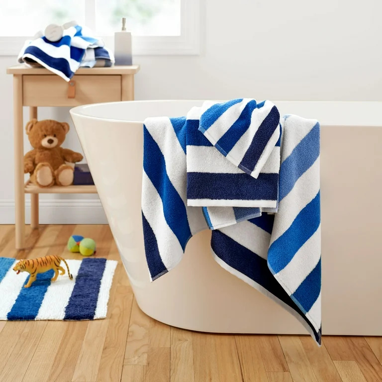 Gap Home Kids Ombre Stripe Organic Cotton 6 Piece Towel Set, Blue | Walmart (US)