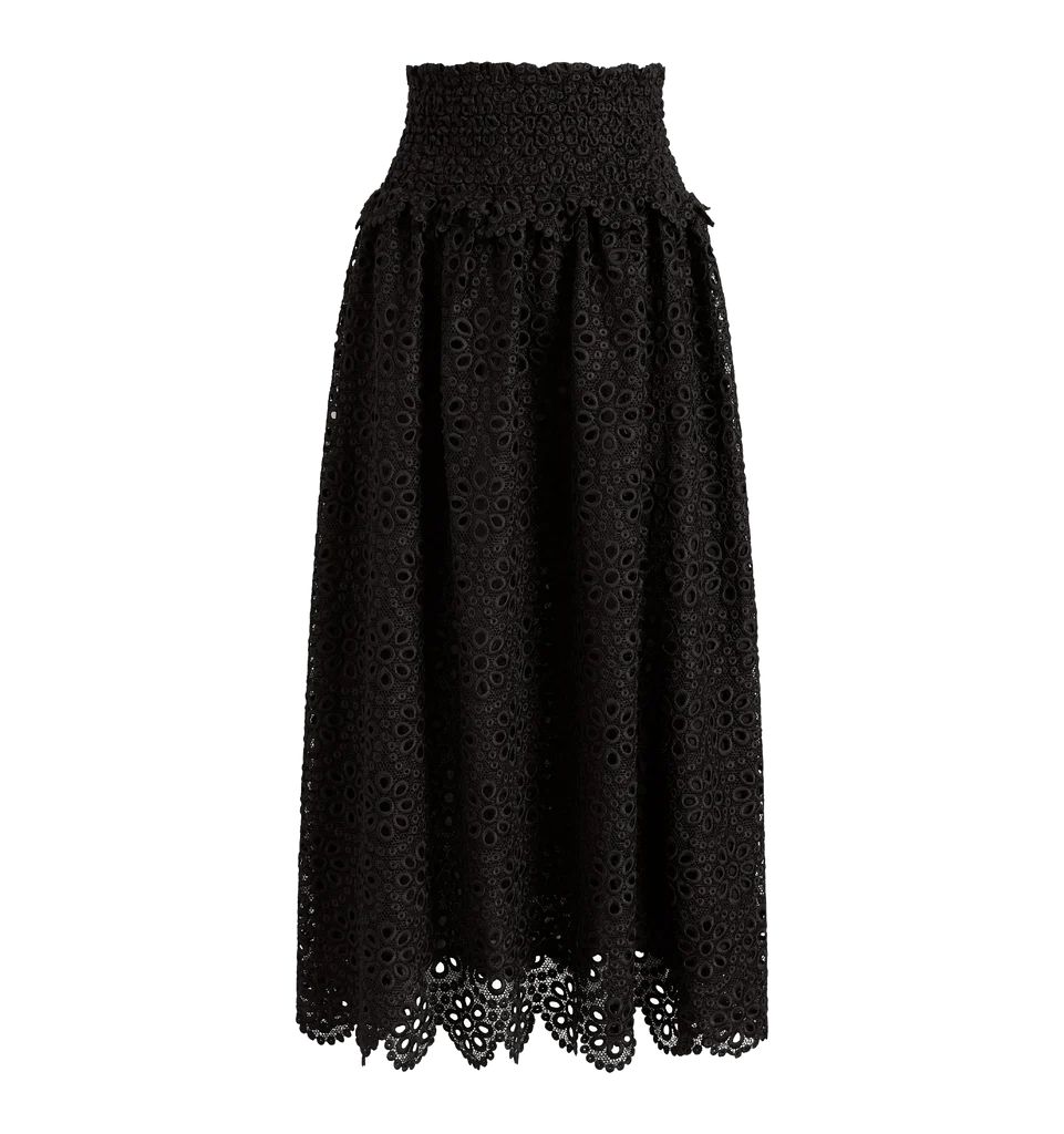 The Scallop Lace Delphine Nap Skirt in Black Scallop Lace | Over The Moon