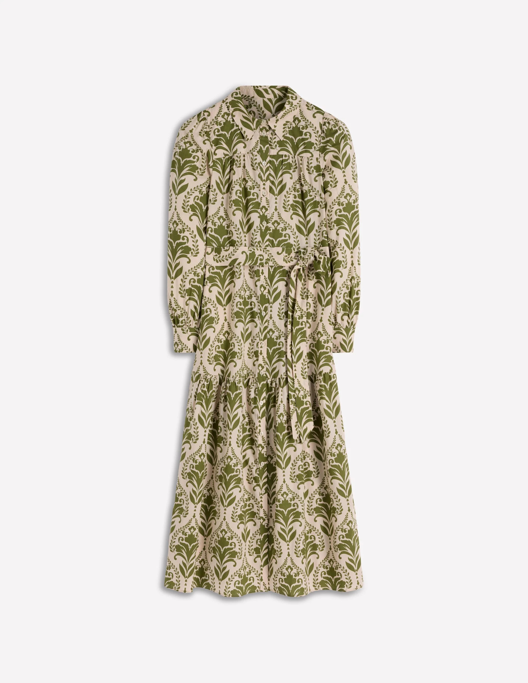 Ellie Cotton Maxi Shirt Dress-Green Decorative Lattice | Boden (US)