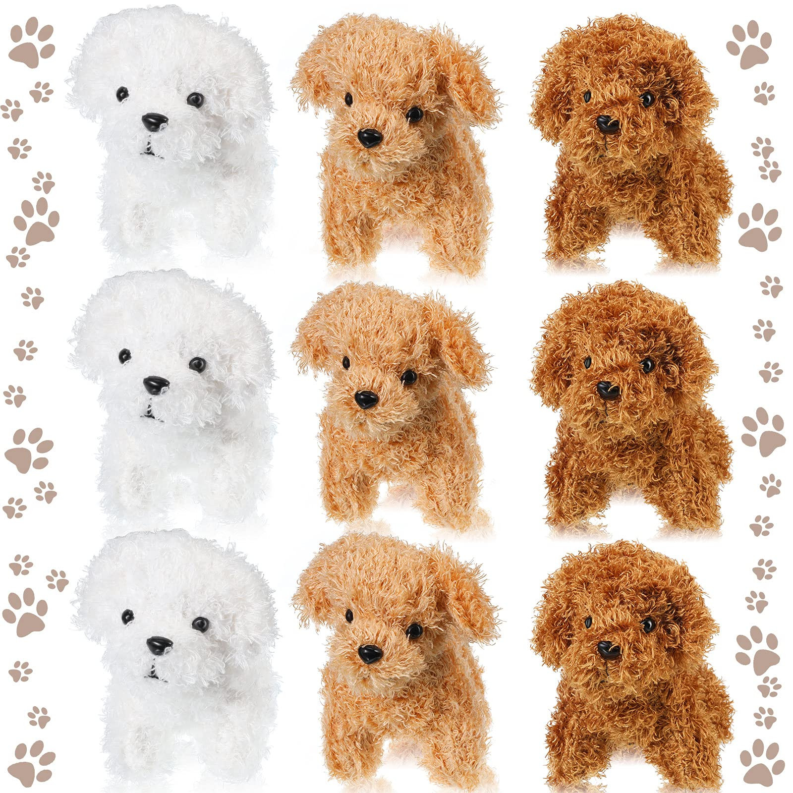 Sumind 9 Pcs 4" 5" Mini Plush Stuffed Dog Party Favor Small Puppy Stuffed Animal Bulk Soft Toy Do... | Amazon (US)