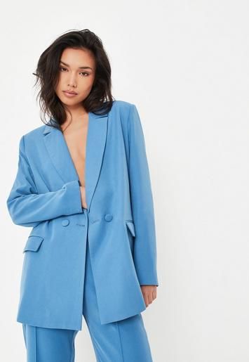 Missguided - Blue Co Ord Double Breasted Tailored Blazer | Missguided (US & CA)