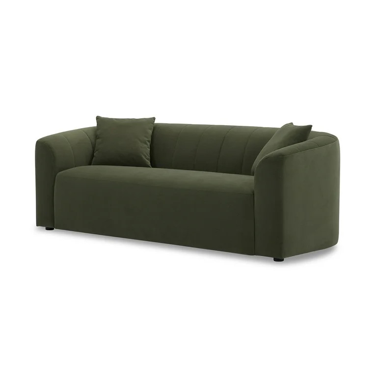 Cole & Rye Curved 79.53" Sofa, Olive Velvet | Walmart (US)