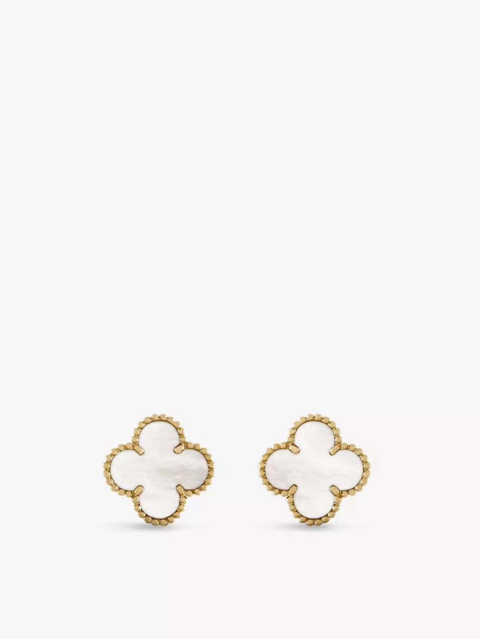 Vintage Alhambra gold and mother-of-pearl earrings | Selfridges
