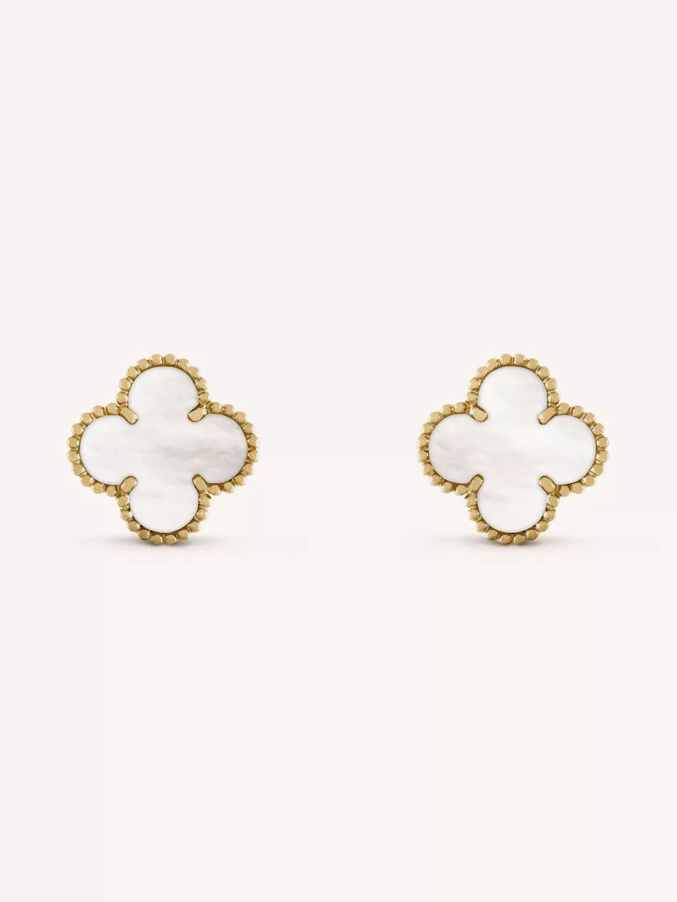 Vintage Alhambra gold and mother-of-pearl earrings | Selfridges