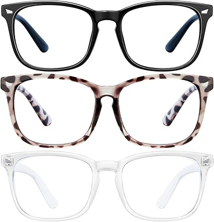 Blue Light Blocking Glasses - 3Pack Computer Game Glasses Square Eyeglasses Frame, Blue Light Blo... | Amazon (US)