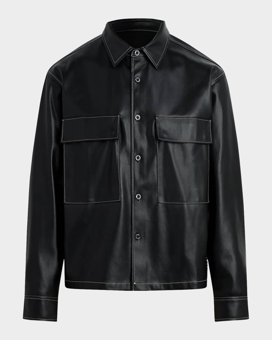 Hudson Men's Faux-Leather Overshirt | Neiman Marcus