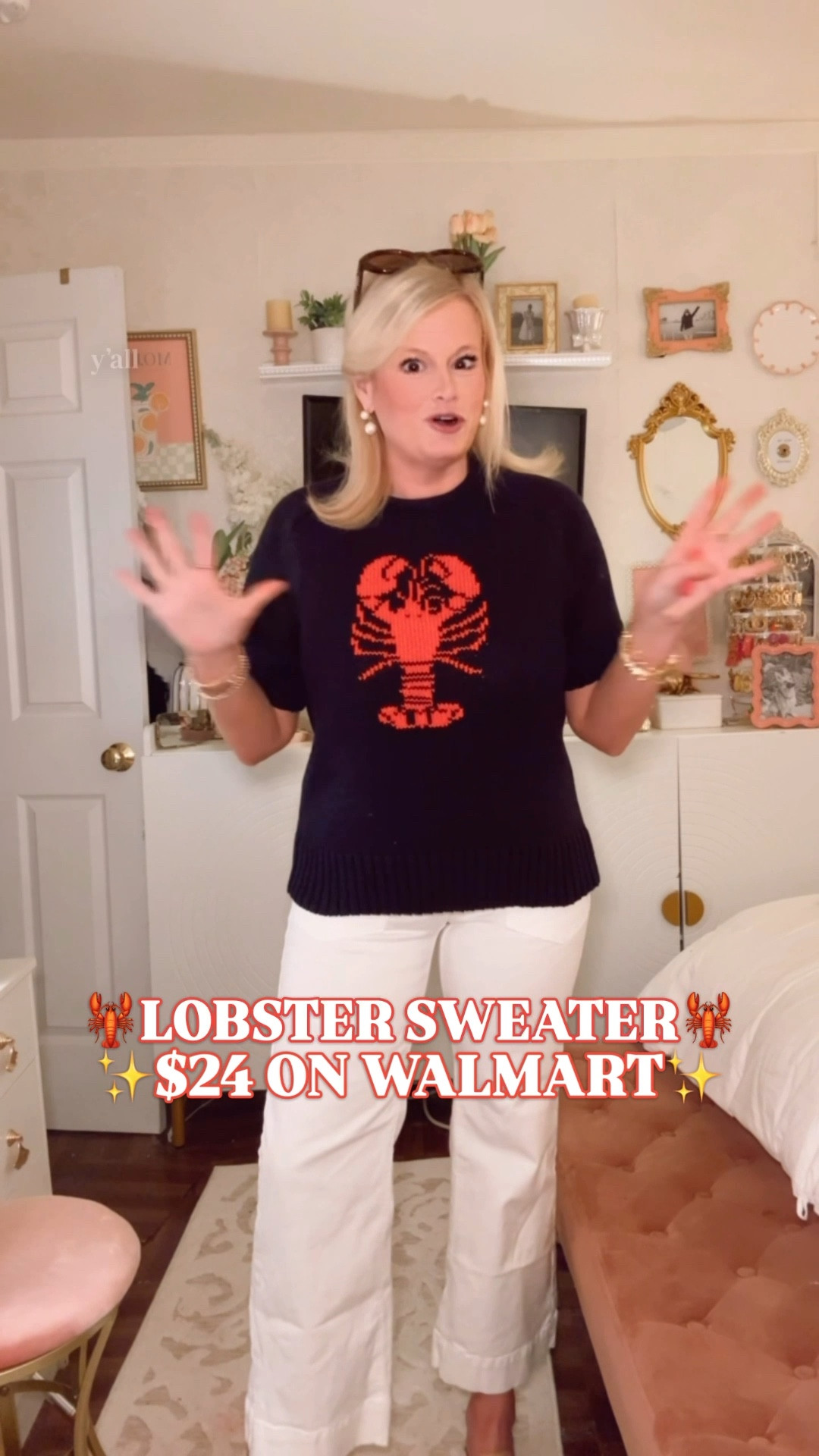 lobster sweater women | lobster print sweater | preppy summer sweater women | coastal style sweater women | nautical outfit women | Walmart style | Walmart finds | Vineyard Vines look for less | J.Crew look for less

The navy knit. The bold red lobster graphic. The clean short sleeve silhouette. It has that very specific New England summer, coastal preppy, beach town energy that usually comes with a much higher price tag.

It feels like Vineyard Vines and J.Crew had a summer moment and Walmart came through with the look for less.

I’m in a large. I sized up for a more relaxed fit, and I would recommend doing the same if you want that easier, looser look.

100% cotton, lightweight, breathable, and soft with enough structure to keep it looking polished. This is the kind of sweater that makes white denim, easy trousers, shorts, or a simple skirt feel instantly more styled.

It works for:
• preppy summer outfits
• coastal style outfits
• nautical outfits women
• New England summer looks
• beach town outfits
• vacation outfits
• polished everyday outfits

The lobster graphic gives it personality, but the silhouette keeps it classic. It is playful in the right way and still feels grown-up, polished, and expensive-looking.

This is one of those pieces that makes people ask where you got it.

lobster sweater women, lobster print sweater women, preppy summer sweater women, coastal style sweater women, nautical sweater women, new england summer outfit women, short sleeve sweater women, 100 cotton sweater women, lightweight summer sweater women, vineyard vines look for less, j crew look for less, preppy outfits women summer, coastal outfits women, beach town outfits women, vacation outfit women, resort casual outfits women, polished everyday outfits women, walmart fashion finds, walmart style women, affordable preppy style

#LTKFindsUnder50 #PreppyStyle #CoastalStyle #NauticalStyle #LookForLess #WalmartFinds #VineyardVines #JCrew #WalmartStyle #LobsterPrint 

#LTKSeasonal #LTKOver40 #LTKTravel