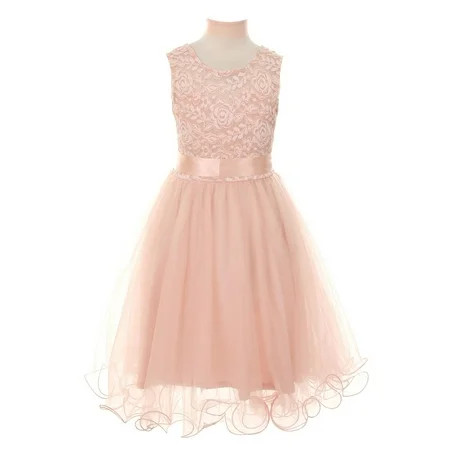 Cinderella Couture Girls Blush Bodice Tulle Scarf Flower Girl Dress 14 | Walmart (US)