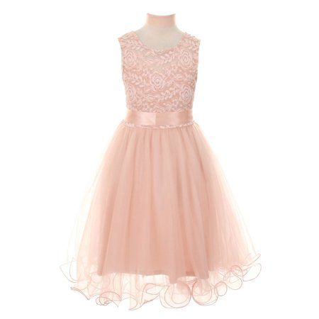 Cinderella Couture Girls Blush Bodice Tulle Scarf Flower Girl Dress 14 | Walmart (US)